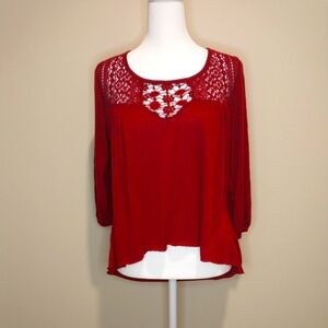 3/10 JW Style Junior's Red Lace Detail Top